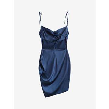 ZAFUL Sexy Mini Club Dress with Spaghetti Straps - Deep Blue