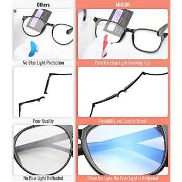 MIGSIR 6 Pack Blue Light Blocking Glasses for Computer Gaming, Fashion Fake Anti Eye Strain Eyeglasses for Women Men (A1 5 Pack Mix)