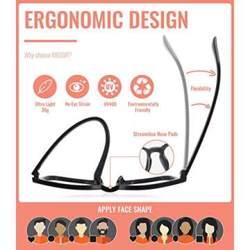 MIGSIR 6 Pack Blue Light Blocking Glasses for Computer Gaming, Fashion Fake Anti Eye Strain Eyeglasses for Women Men (A1 5 Pack Mix)