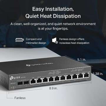 TP-Link ER7212PC | Omada Router, PoE Switch & Controller 3-in-1 Gigabit VPN Router | Up to 4 WAN | 8 PoE+ LAN Port @ 110W | Fanless | Easy Installation | Load Balance
