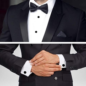 Stylish Black Silver Tuxedo Studs and Cufflinks Set