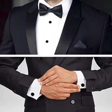 Stylish Black Silver Tuxedo Studs and Cufflinks Set
