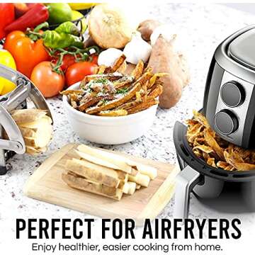 POP AirFry Mate, Commercial Grade Stainless Steel French Fry Cutter, Vegetable and Potato Slicer, 2 ...
