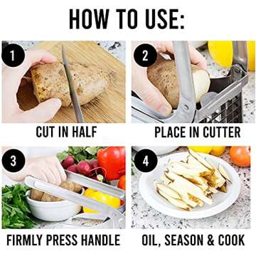 POP AirFry Mate, Commercial Grade Stainless Steel French Fry Cutter, Vegetable and Potato Slicer, 2 Blade Sizes, Non-Slip Suction Base, Perfect for Air Fryer (Not for Sweet Potatoes)