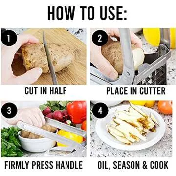 POP AirFry Mate, Commercial Grade Stainless Steel French Fry Cutter, Vegetable and Potato Slicer, 2 Blade Sizes, Non-Slip Suction Base, Perfect for Air Fryer (Not for Sweet Potatoes)