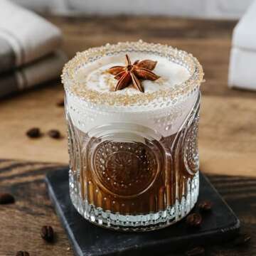 Kate Aspen Ribbed Retro Arch Floral Clear Drinking Glasses Set of 6, (10 oz) Vintage Glassware Set C...