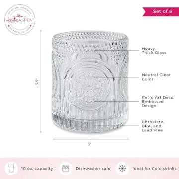 Kate Aspen Vintage Ribbed Drinking Glasses Set - 10 oz