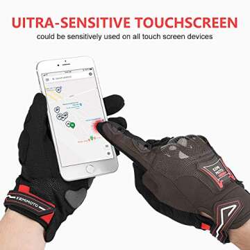 KEMIMOTO Motorcycle Gloves for Men, Cycling Gloves for Racing Dirt Bike, Breathable Gloves for Outdoor Sports(Black, XXL)