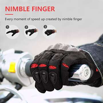 KEMIMOTO Motorcycle Gloves for Men, Cycling Gloves for Racing Dirt Bike, Breathable Gloves for Outdoor Sports(Black, XXL)