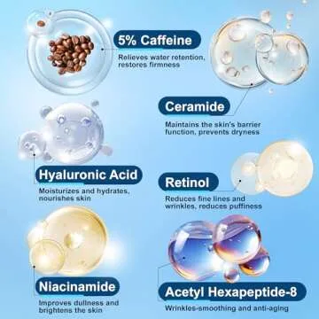 Dongyu Caffeine Eye Cream for Dark Circles: Under Eye Serum for Puffiness Bags Daily Care before Dates Parties Women Men