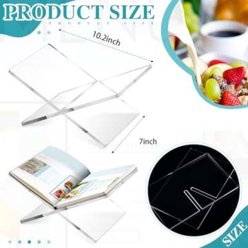 Geetery Book Stand - Elegant Acrylic Book Holder for Recipes, Textbooks