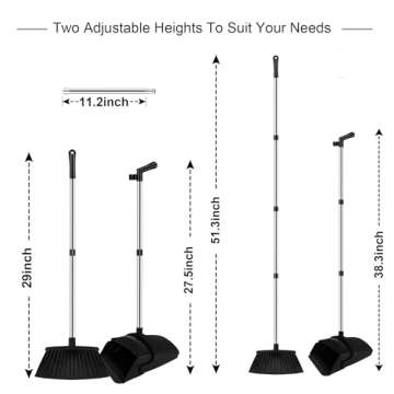 UDUK Broom and Dustpan Set, Household Broom with Dustpan Combo Set, 51" Long Handle, Dust Pan Set fo...