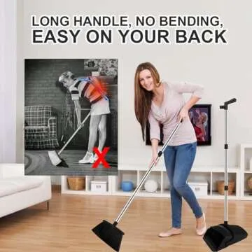 UDUK Broom and Dustpan Set, Household Broom with Dustpan Combo Set, 51" Long Handle, Dust Pan Set for Kitchen Office Lobby Floor