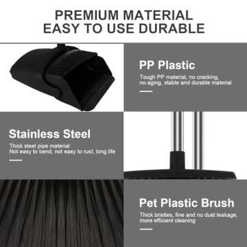 UDUK Broom and Dustpan Set, Household Broom with Dustpan Combo Set, 51" Long Handle, Dust Pan Set for Kitchen Office Lobby Floor