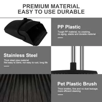 UDUK Broom and Dustpan Set, Household Broom with Dustpan Combo Set, 51" Long Handle, Dust Pan Set for Kitchen Office Lobby Floor