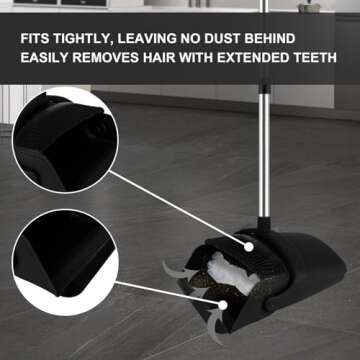 UDUK Broom and Dustpan Set, Household Broom with Dustpan Combo Set, 51" Long Handle, Dust Pan Set for Kitchen Office Lobby Floor