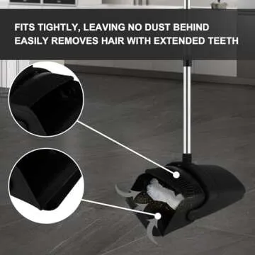 UDUK Broom and Dustpan Set, Household Broom with Dustpan Combo Set, 51" Long Handle, Dust Pan Set for Kitchen Office Lobby Floor