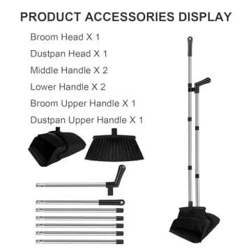 UDUK Broom and Dustpan Set, Household Broom with Dustpan Combo Set, 51" Long Handle, Dust Pan Set for Kitchen Office Lobby Floor