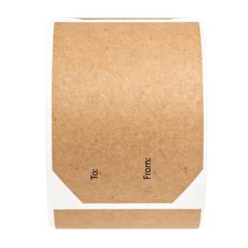 2" x 3" to from Brown Kraft Gift Tag Stickers / 250 Modern Present Label Roll/Fill in to and from Fa...