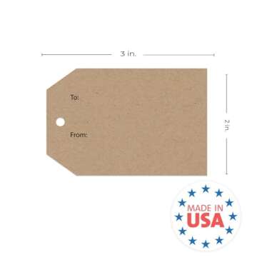 2" x 3" to from Brown Kraft Gift Tag Stickers / 250 Modern Present Label Roll/Fill in to and from Favor Sticker/Made in The USA