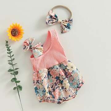 Lucikamy Infant Baby Girl Romper Newborn Summer Clothes Ruffle Sleeveless Bubble Jumpsuit Cute Backl...