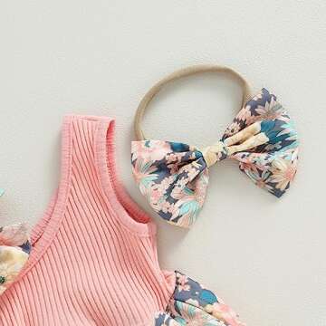 Lucikamy Infant Baby Girl Romper Newborn Summer Clothes Ruffle Sleeveless Bubble Jumpsuit Cute Backless Bodysuits Outfits (Pink One-shoulder, 3-6 Months)