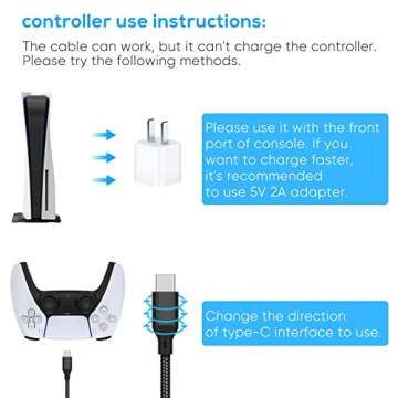 MENEEA 16.4FT Charger Charging Cable for PS5/ PS5 Pro/Xbox Series X/S Controller/for Switch Pro, Rep...