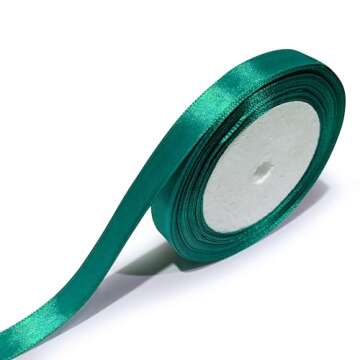 KGS Satin Ribbon | 1/2 Inch Wide | 25 Yards | Color: Forest Green | One Roll per Pack | Perfect for ...