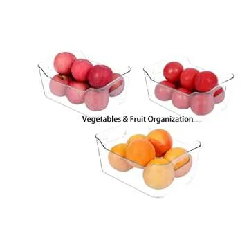 ZiiAid Set of Six Clear Storage Multi-Purpose Refrigerator Organizer Bins, Pantry Organizer, Stackable Food Storage Bins with Handles, for Kitchen, Fridge, Freezer, Cabinet, Pantry (3 Small&3 Medium)