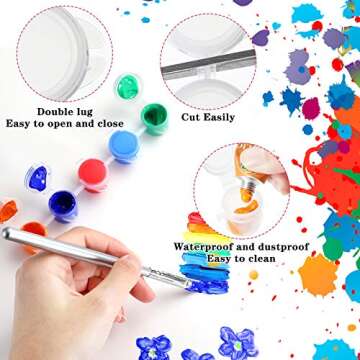 Patelai 100 Strips 600 Pots Empty Paint Strips Paint Cup Pots Mini Clear Plastic Storage Containers Art Painting Craft Supplies for Classrooms Schools Paintings Art Festivals(5 ml/ 0.17 oz)