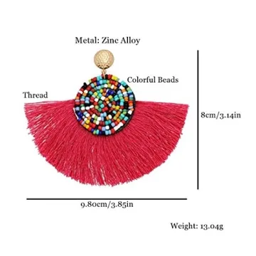 Stylish Beads Thread Long Tassel Earrings For Women