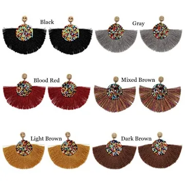 Stylish Beads Thread Long Tassel Earrings For Women