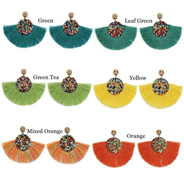 Stylish Beads Thread Long Tassel Earrings For Women