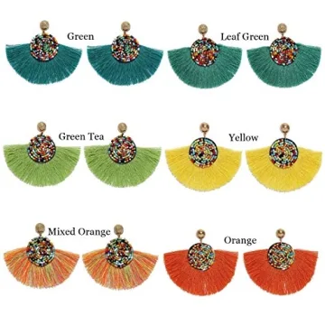Stylish Beads Thread Long Tassel Earrings For Women