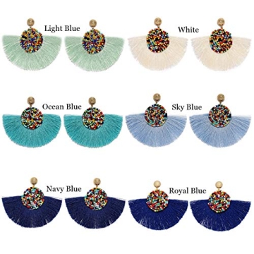 Stylish Beads Thread Long Tassel Earrings For Women