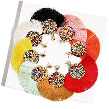 Stylish Beads Thread Long Tassel Earrings For Women