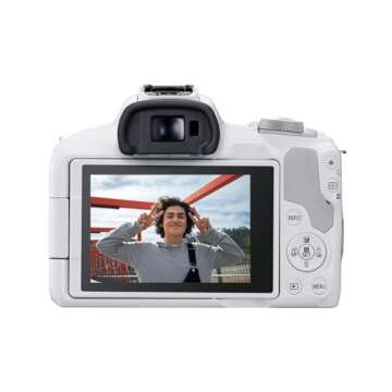 Canon EOS R50 Mirrorless Camera RF-S18-45mm F4.5-6.3 is STM Lens Kit, 24.2 Megapixel CMOS (APS-C) Sensor, 4K Video, Hybrid Camera, Photo and Video, Vlogging, Content Creator, RF Mount, White