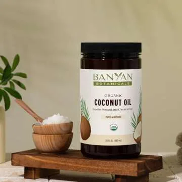 Banyan Botanicals Coconut Oil – Expeller Pressed Organic Coconut Oil – Massage Oil for Naturally Hydrated Skin and Hair – 30 oz – Refined, Non GMO, Sustainably Sourced