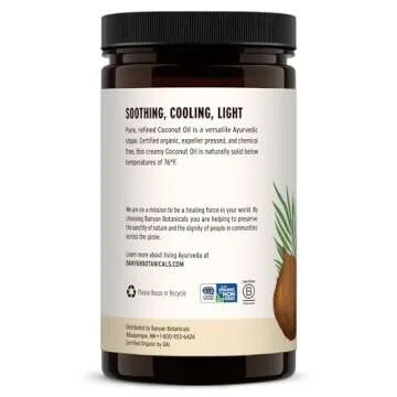 Banyan Botanicals Coconut Oil – Expeller Pressed Organic Coconut Oil – Massage Oil for Naturally Hydrated Skin and Hair – 30 oz – Refined, Non GMO, Sustainably Sourced