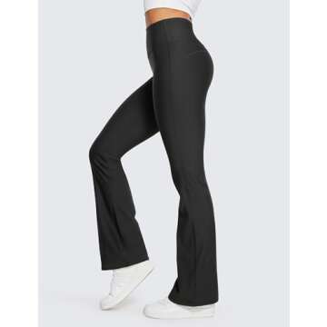 CRZ YOGA Womens Fleece Lined Flare Leggings 31" Bootcut Yoga Pants Tummy Control Winter Thermal Warm Soft Casual Lounge Black Small