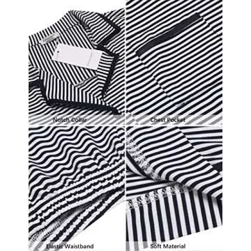 Ekouaer Women's Pajama Sets 2 Piece Short Sleeve Button Down Tops and Pants Pj Set V Neck Sleepwear Loungewear Chest Pocket