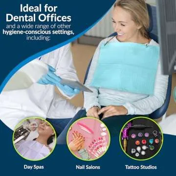 TIDI 1053 Avalon Dental Bib, Blue, 3 Layers, 13” W x 18” L (Pack of 500) ― Disposable Dental Bibs ― Embossed ― 2-Ply Tissue ― Poly Back To Help Prevent Leak-Through ― Nail Towels ― Tattoo Bibs