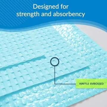 TIDI 1053 Avalon Dental Bib, Blue, 3 Layers, 13” W x 18” L (Pack of 500) ― Disposable Dental Bibs ― Embossed ― 2-Ply Tissue ― Poly Back To Help Prevent Leak-Through ― Nail Towels ― Tattoo Bibs