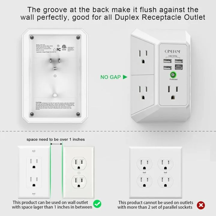QINLIANF Surge Protector with USB Charging Ports