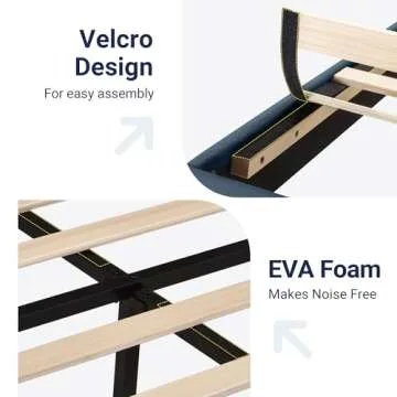 Allewie Queen Size Platform Bed Frame with Upholstered Headboard