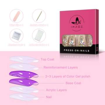 3d Bling Fake Nails Extra Long Press On False Nails With Design Holo Rhinestones Nail Tips Pink Nude Full Cover Ballerina Coffin Artificial Nail Art For Women Girls Bridal Wedding