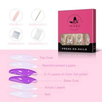 3D Bling Extra Long Fake Nails for Women - Stunning Design