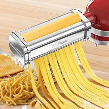 Pasta Maker Attachment for KitchenAid Stand Mixer, Includes Pasta Sheet Rollar, Spaghetti Cutter, Fettuccine Cutter, Stainless Steel Pasta Attachment Sets by InnoMoon