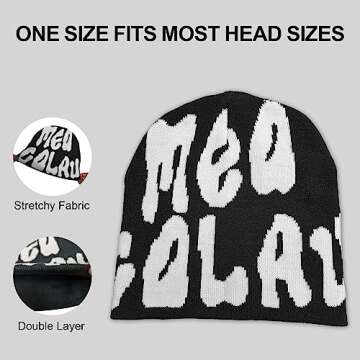 Tsalei Y2K Graphic MEA Culpa Beanie Double-Layer Cool Graphic Beanie Knitted Hat, Streetwear MEA Design Hats for Women Man Teenagers