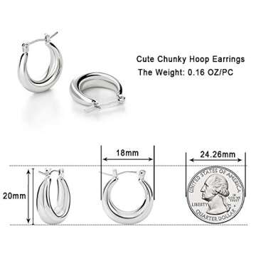 LILIE&WHITE Chunky Silver Hoop Earrings for Women Cute Fashion Hypoallergenic earrings Minimalist Jewelry Gift